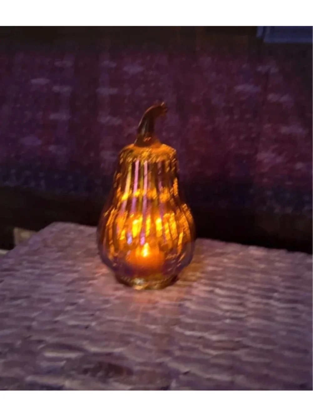 Dark Iridescent Glass Pumpkin 7” Fall Halloween